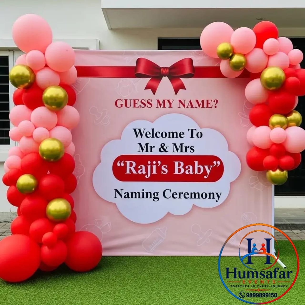 "Guess My Name" Baby Naming Ceremony Balloon Backdrop