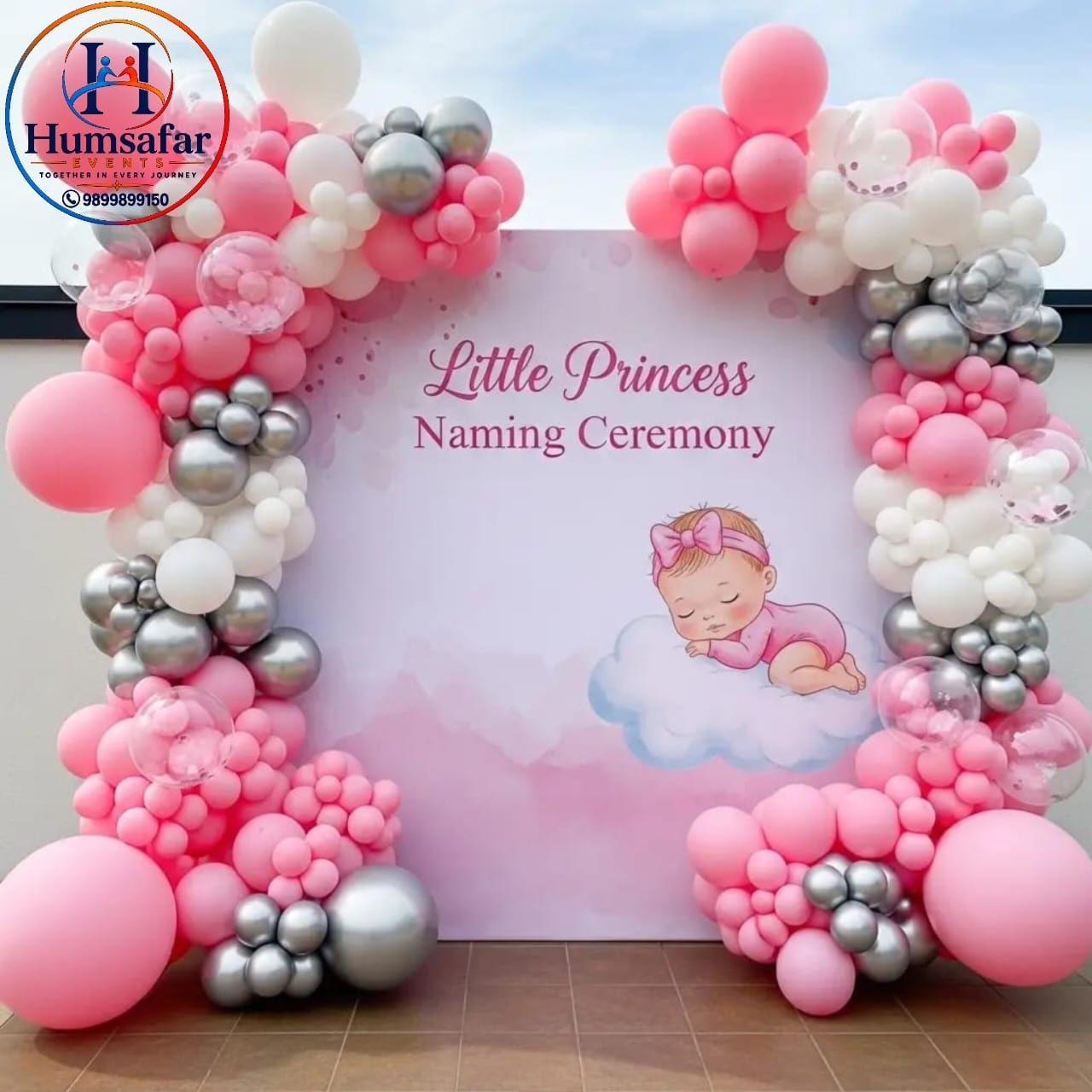 "Little Princess/Prince" Naming Ceremony Pastel Balloon Arch Backdrop