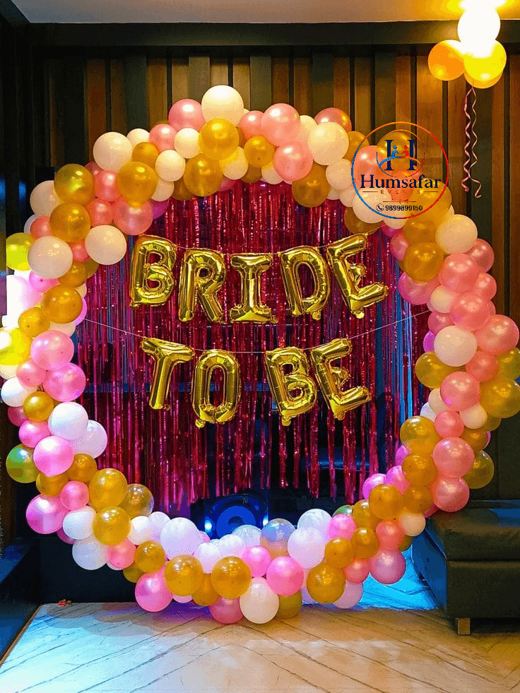 Shimmering Pink & Gold Ring Arch: Bride to Be Decor