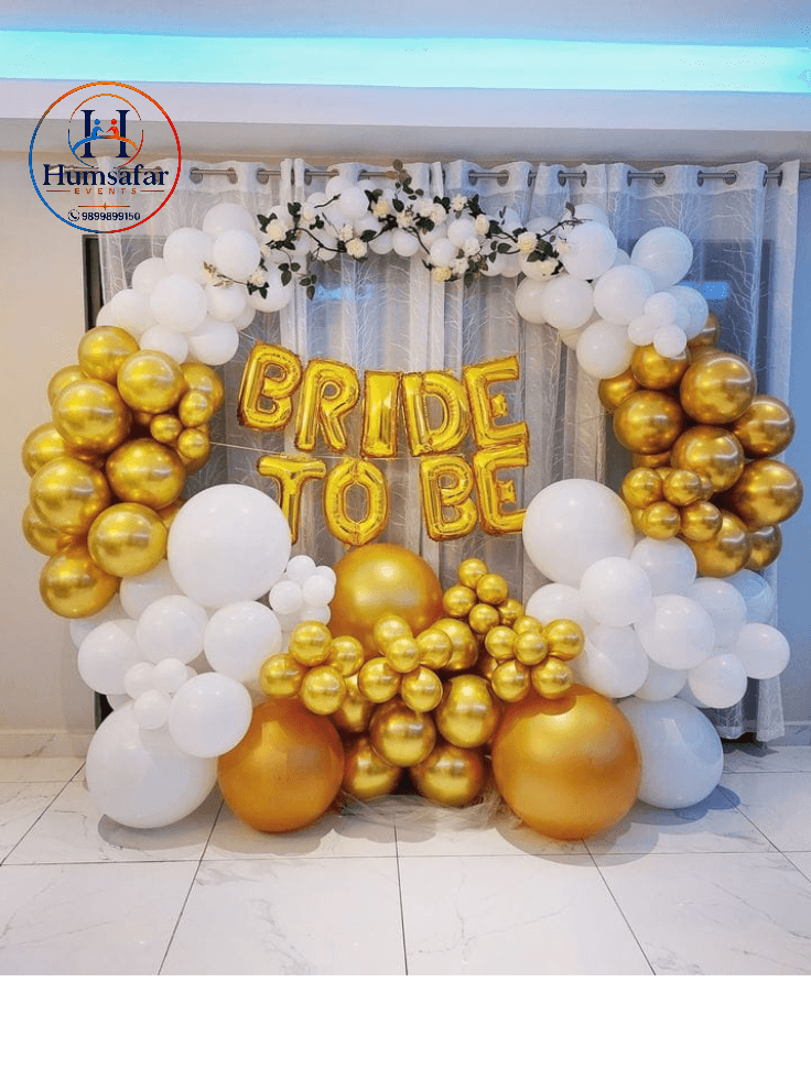 Classic White & Gold Floral Ring Arch: Bride to Be Decor