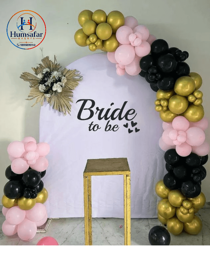 Black, Gold & Blush Arch: Bride to Be Decor