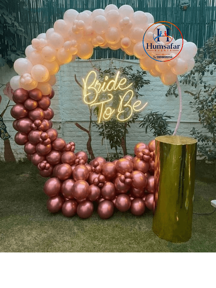 Metallic Rose Gold & Peach Ring Arch: Bride to Be Decor