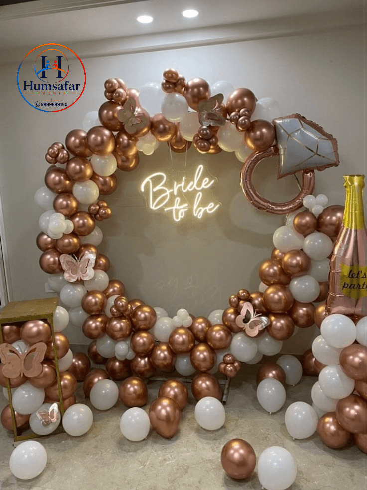 Rose Gold Butterfly & Diamond Ring Arch: Bride to Be Decor