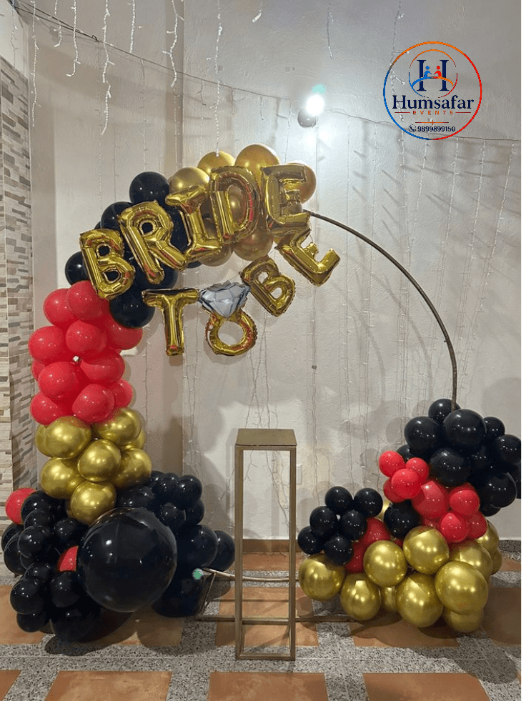 Bold Red, Black & Gold Ring Arch: Bride to Be Decor