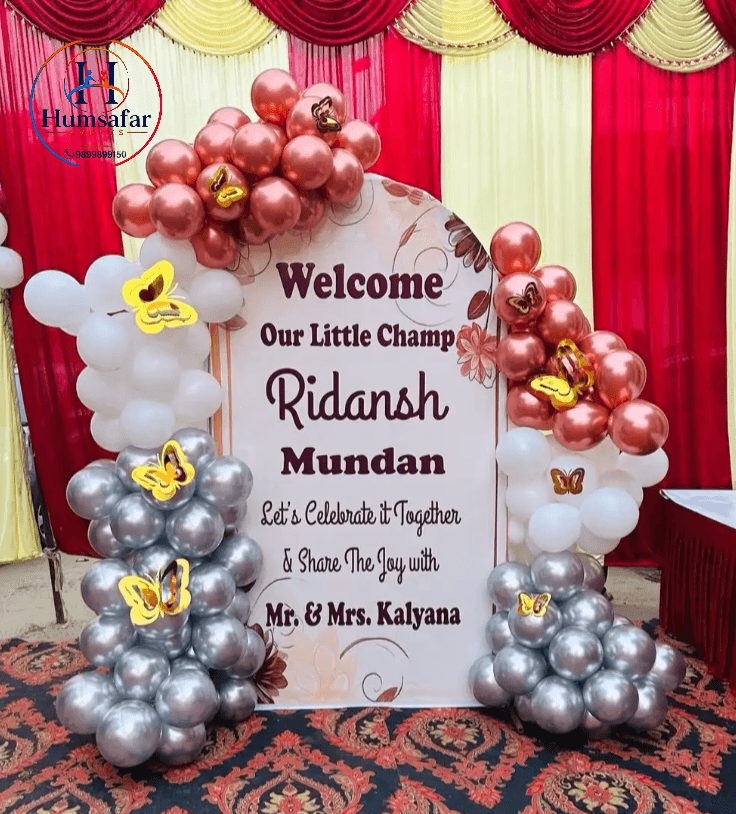 Purple & Silver Mundan Ceremony Ring Decor