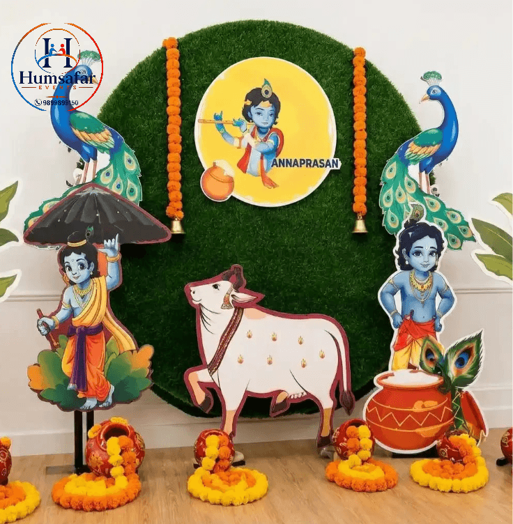 Krishna Theme Annaprasan Stage Decor