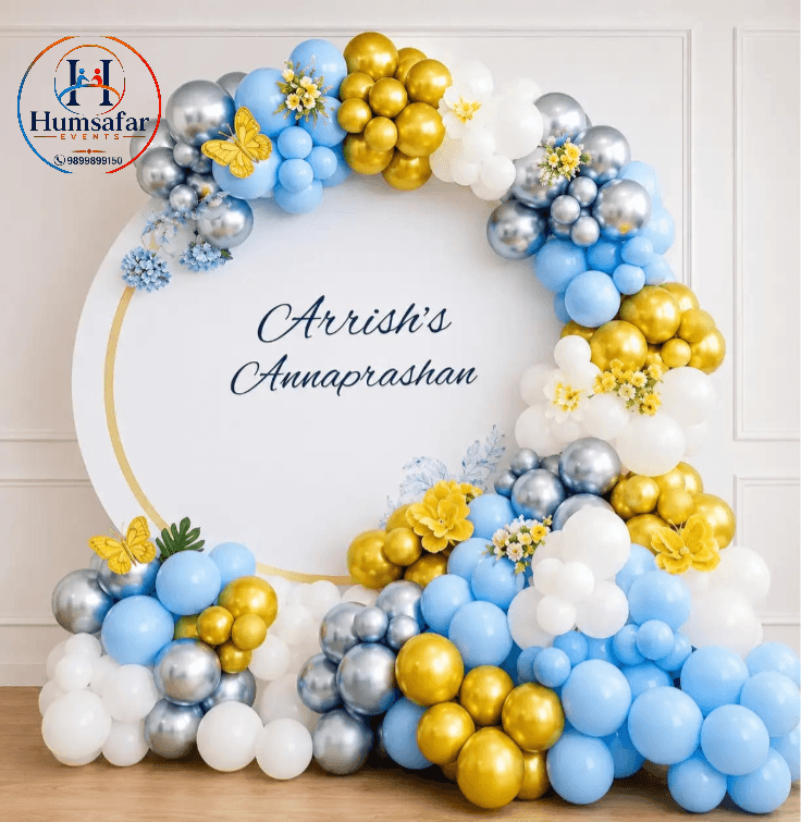 Personalized Floral & Metallic Balloon Ring Decor