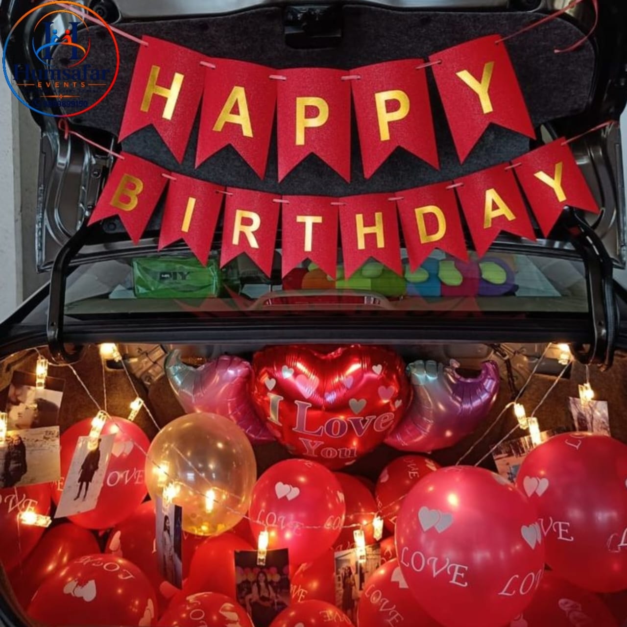 Romantic Red Birthday Car Boot Surprise Setup
