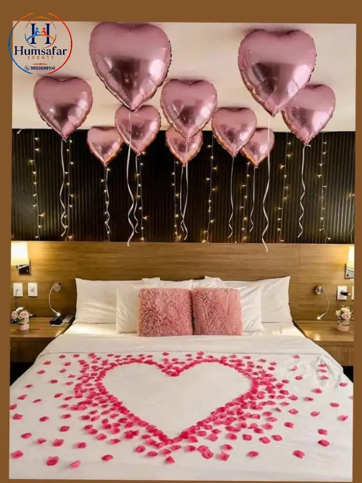 Rose Gold Heart Bedroom Surprise