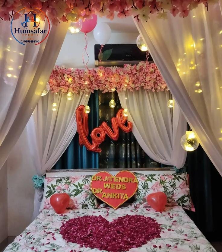 Traditional Indian Suhagrat Bed Decor