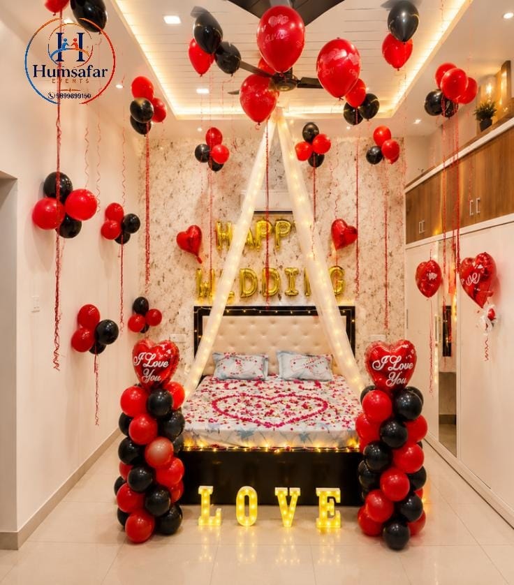 First Night Wedding Room Decor
