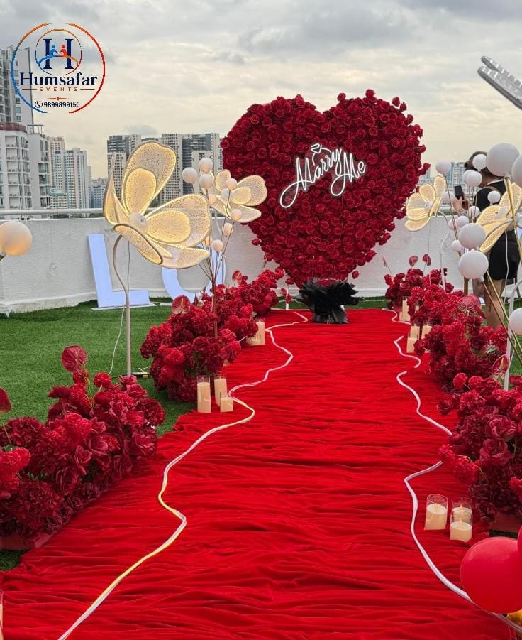 Rooftop Floral Heart Proposal