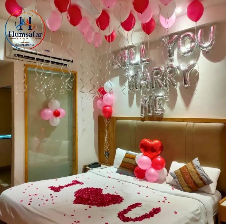 Romantic Red & Pink Proposal Room Decor