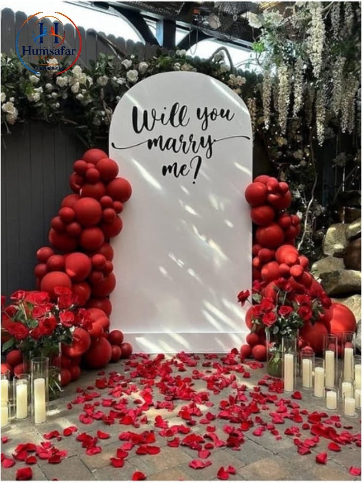 Elegant Arch Board Outdoor Proposal Setup