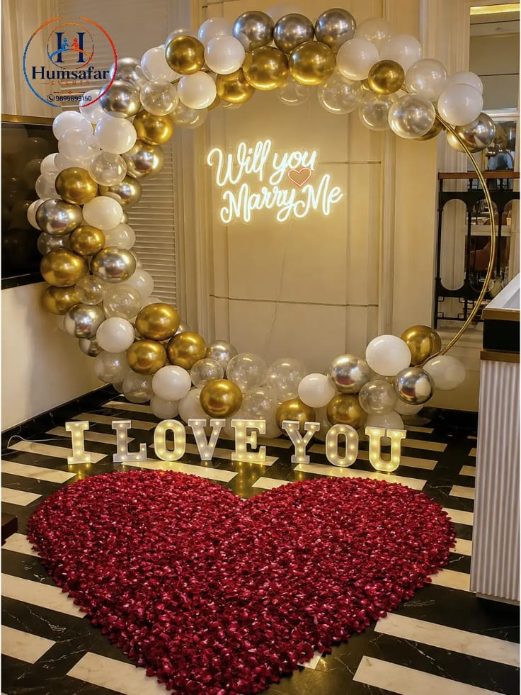 Glamorous Gold & Silver Proposal Arch