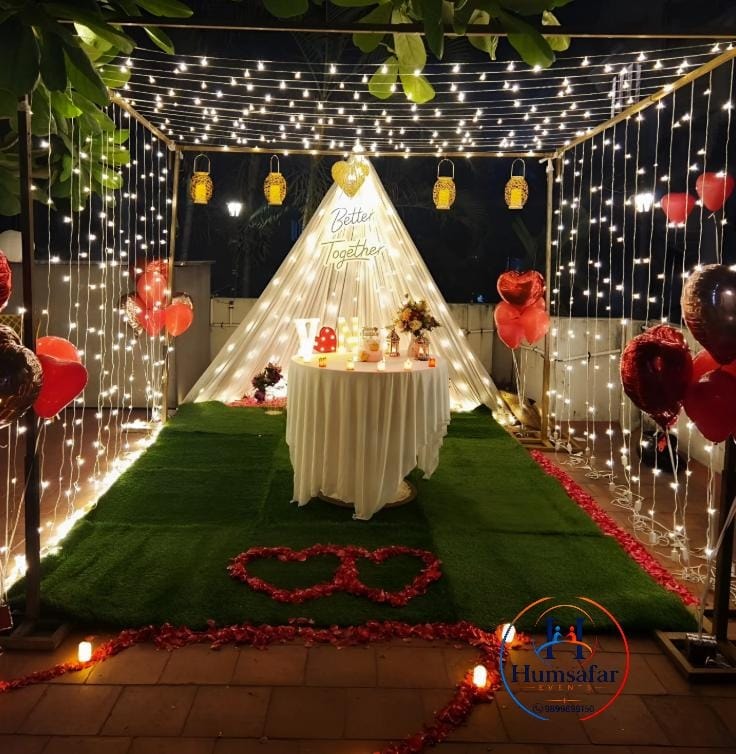 Fairy Light Cabana Dinner Setup