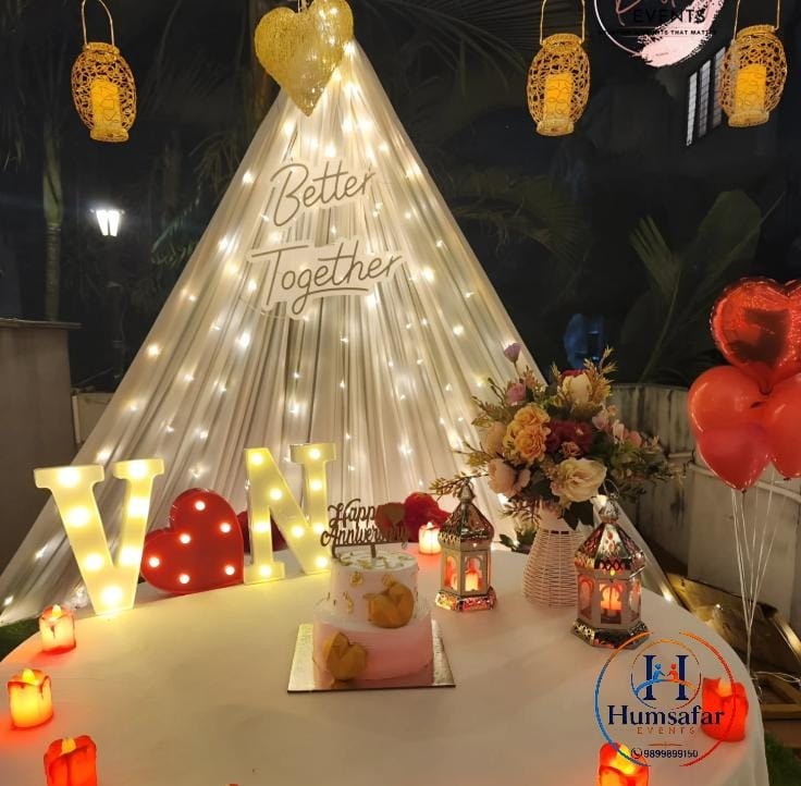 Romantic Anniversary Cabana Table Setup