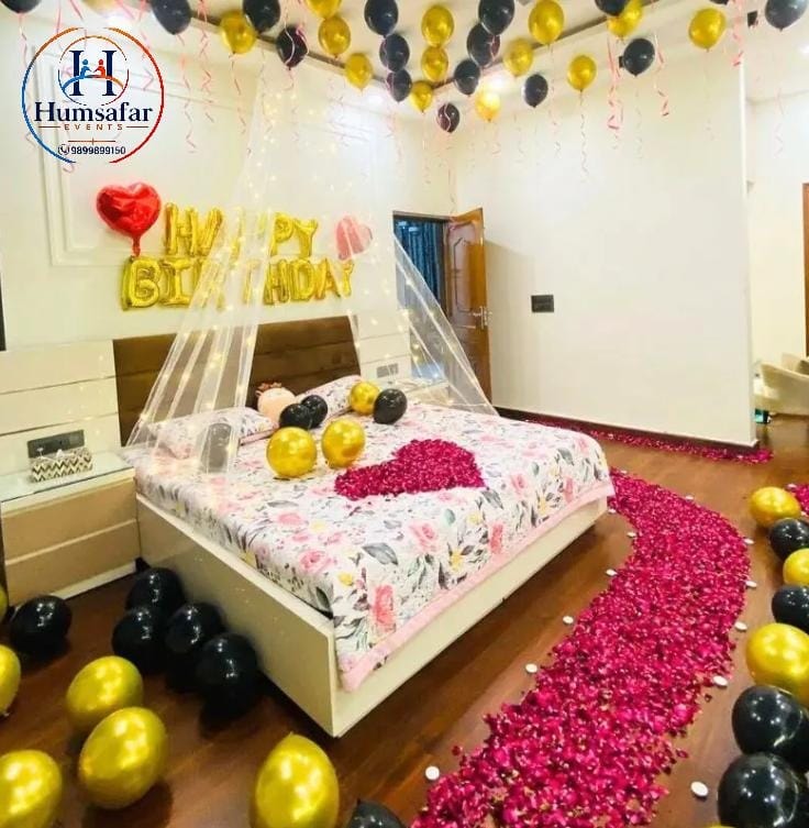 Romantic Birthday Petal Pathway Canopy Setup
