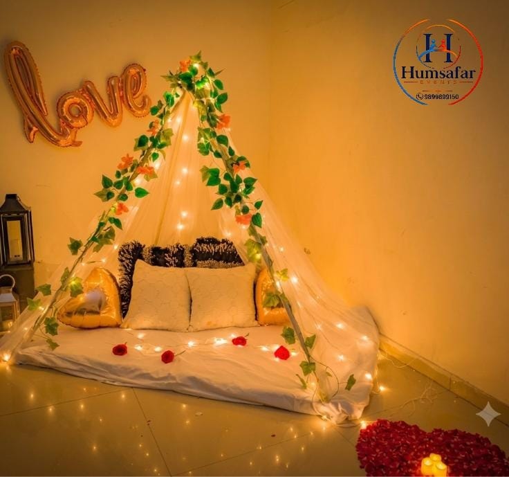 Cozy Boho Fairy Light Teepee Setup