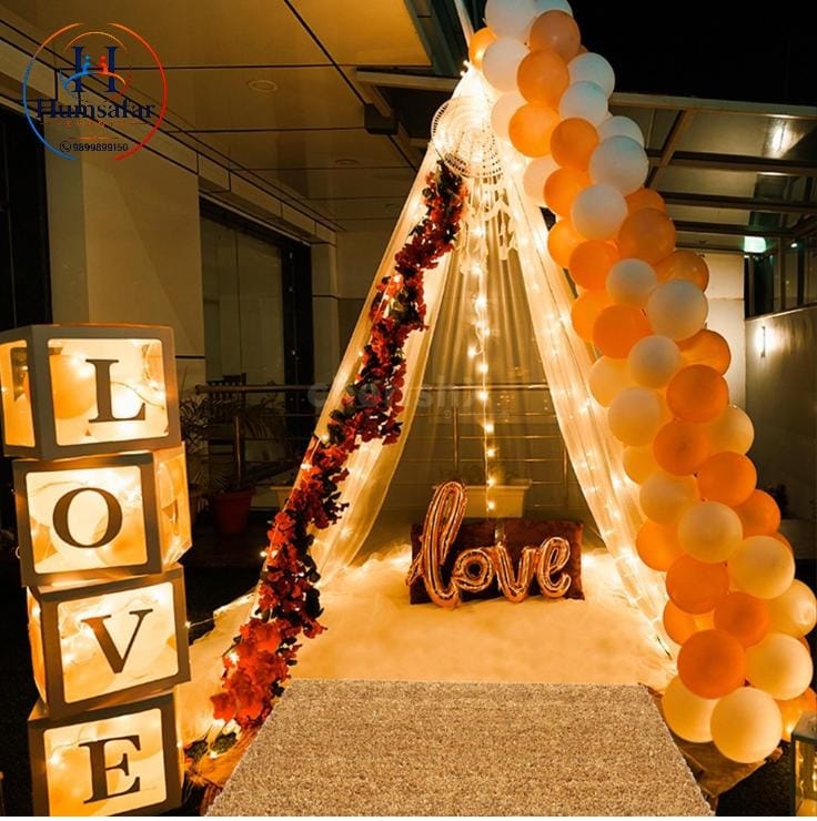 Orange & White Fairy Light Teepee Setup