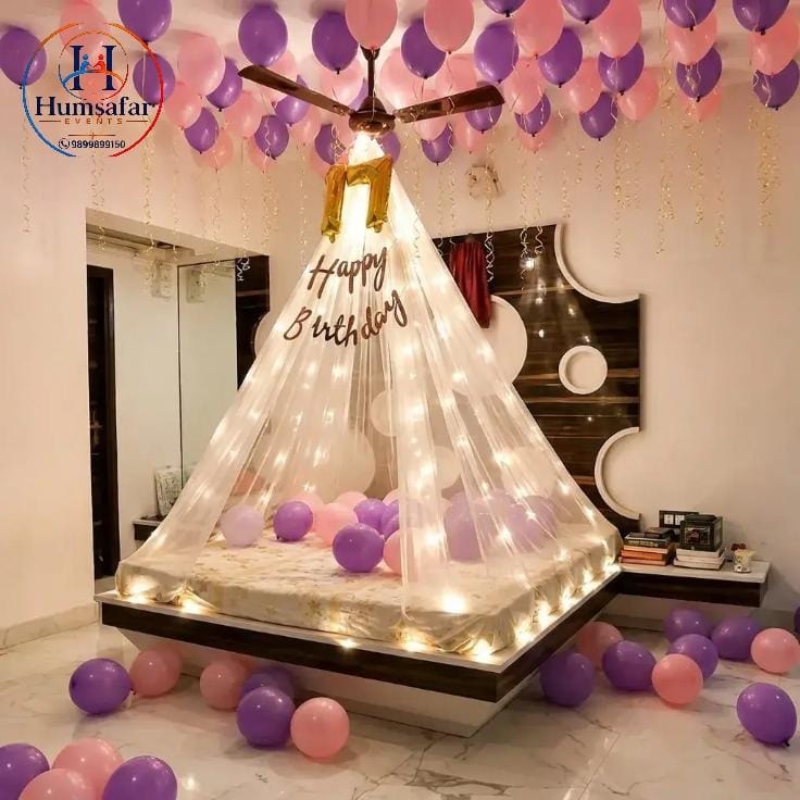 Pastel Pink & Purple 17th Birthday Canopy Decor