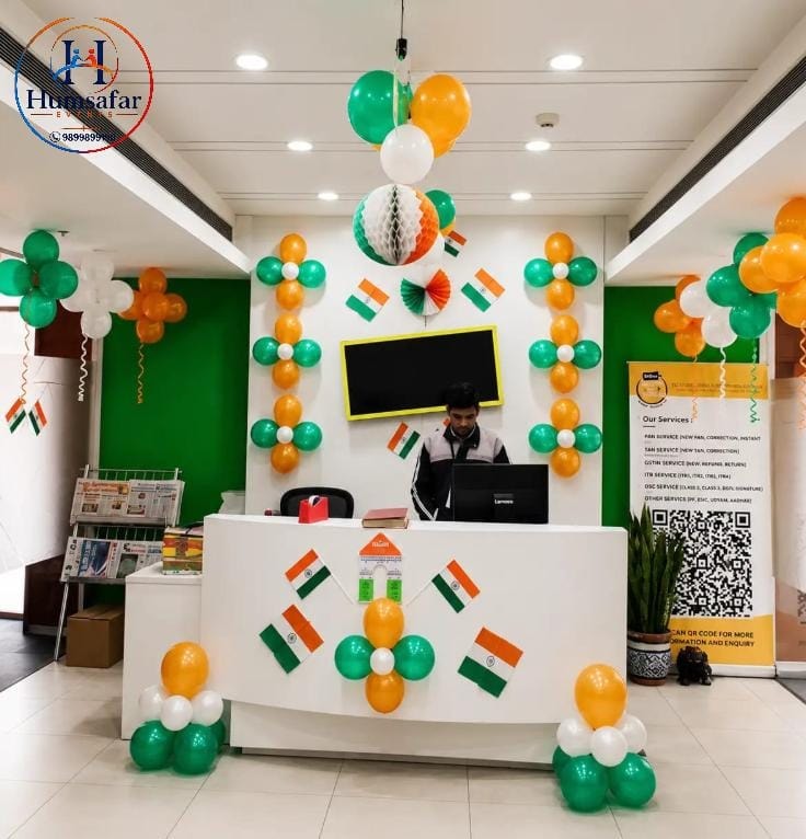 Tricolor Office Reception Decor