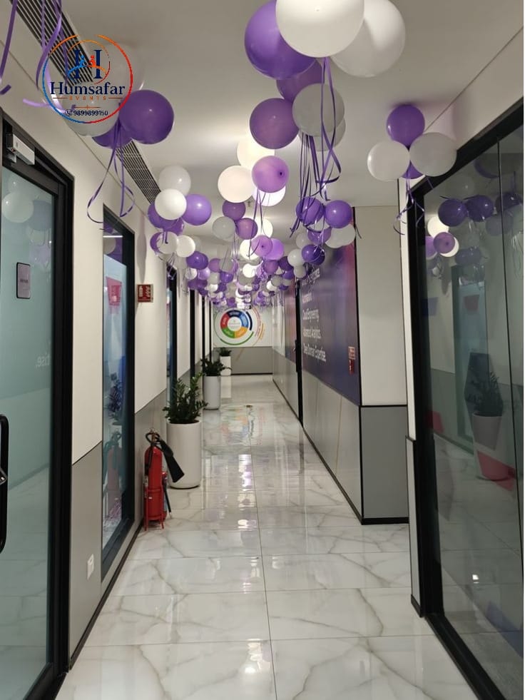 Office Hallway Ceiling Balloon Decor