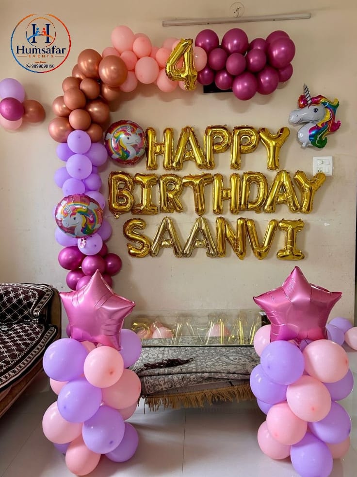 Magenta & Gold Foil Home Birthday Decoration
