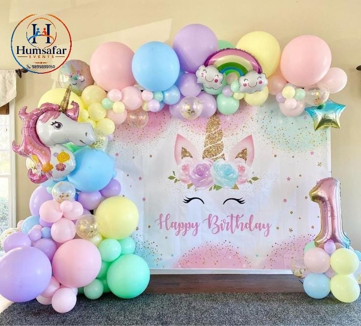 ​Magical Unicorn Floral Birthday Backdrop