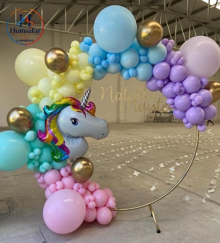 Golden Ring Frame Pastel Unicorn Balloon Hoop