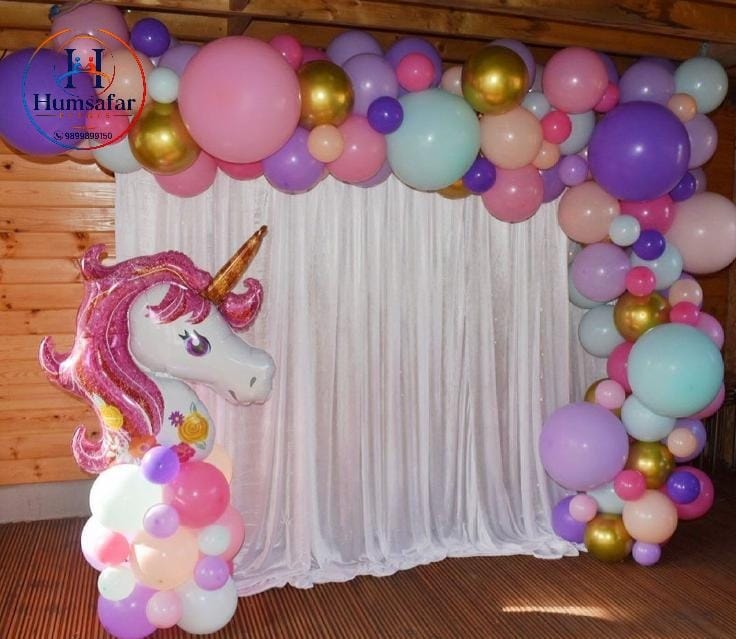Rustic Drapery & Balloon Garland Birthday Backdrop