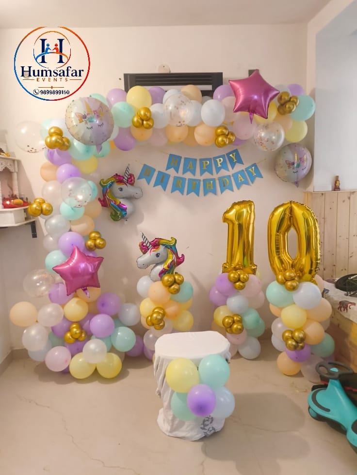 Gold Foil 10th Birthday Balloon Pillar Wall