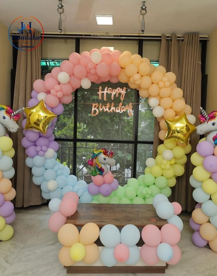 Full Pastel Balloon Hoop & Window Birthday Decor