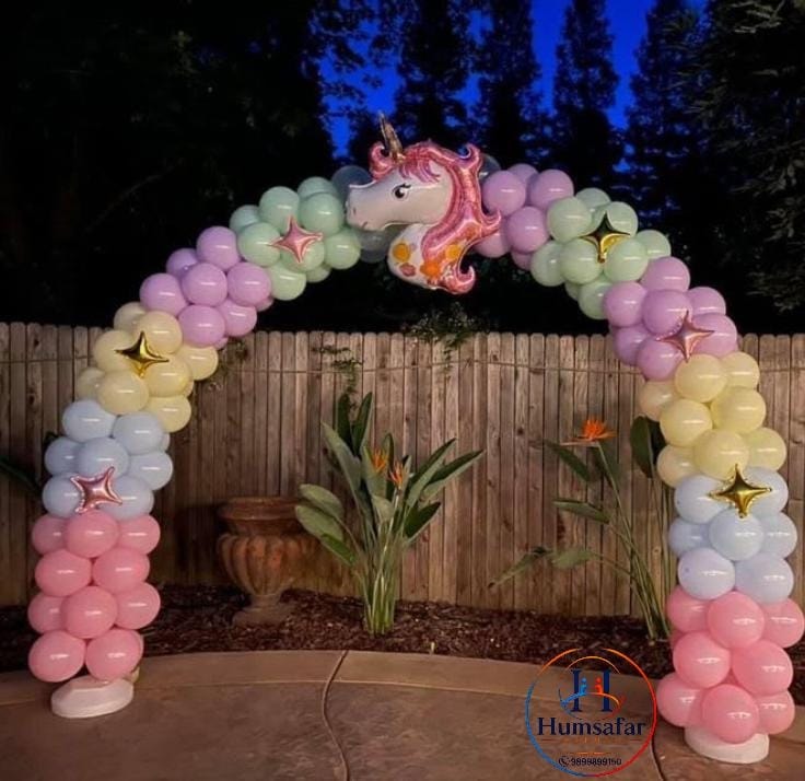Pastel Rainbow Walkway Arch with Star Foils