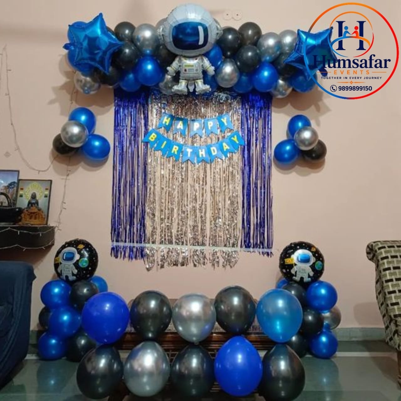 Blue & Silver Foil Space Home Decor