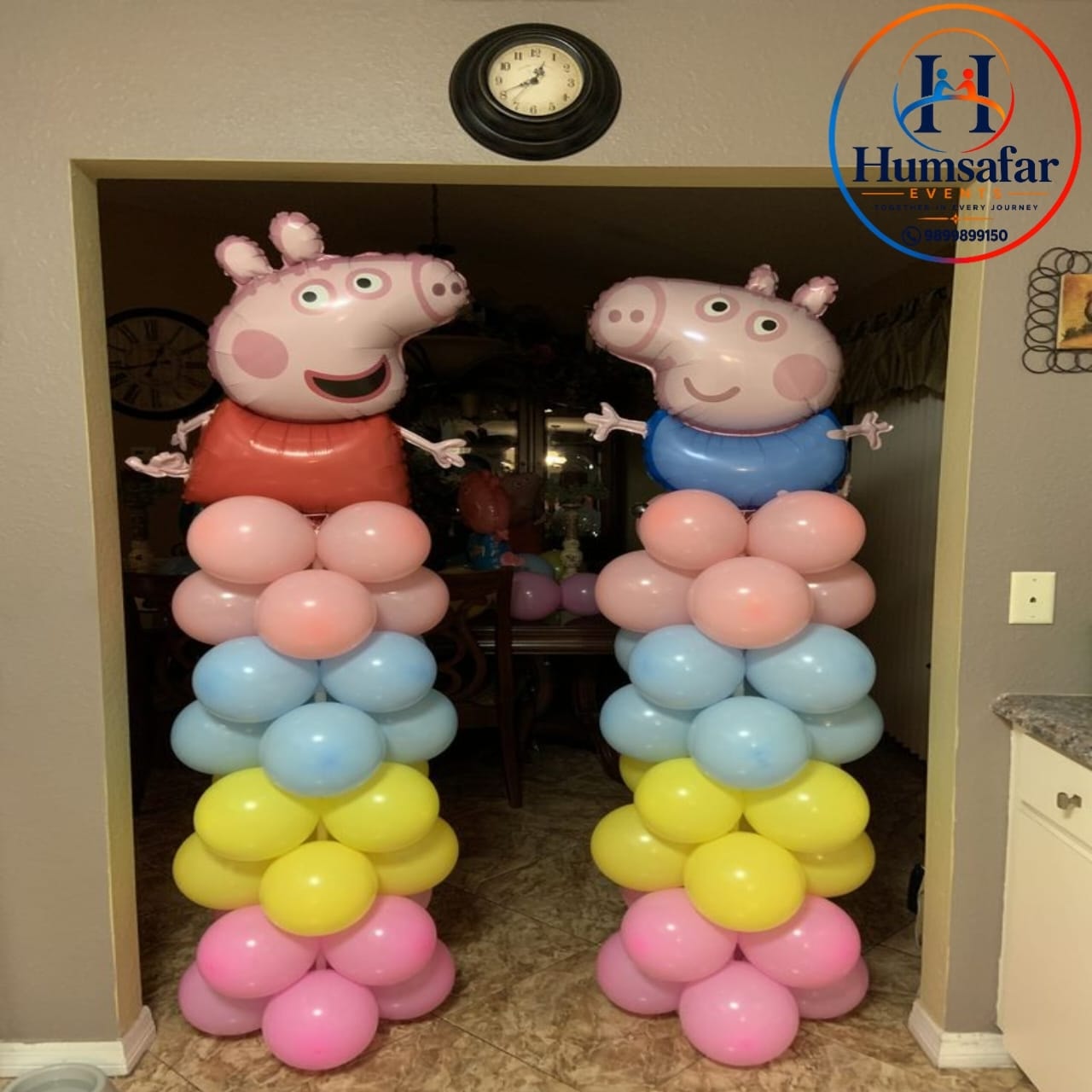 Peppa & George Pig Entryway Balloon Columns