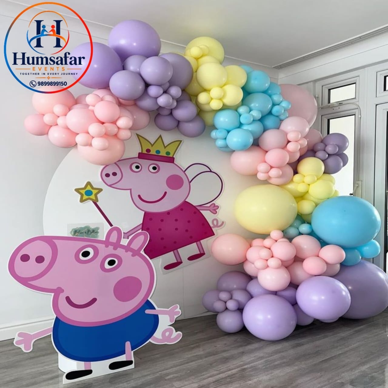 Pastel Princess Peppa Backdrop & George Standee