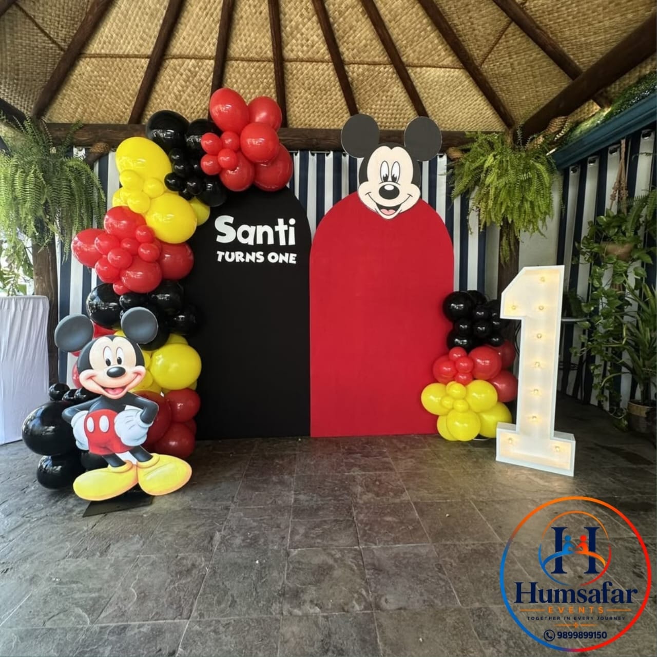 Mickey Silhouette & Marquee 1st Birthday Stage