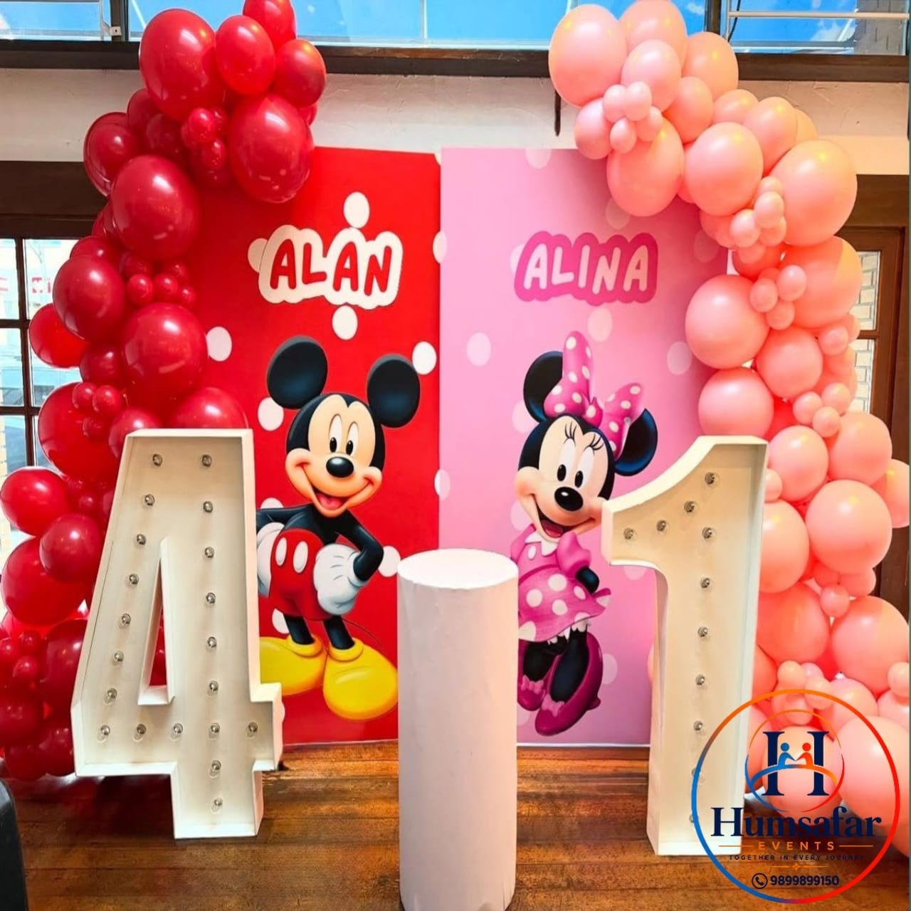 Dual Mickey & Minnie Joint Birthday Display