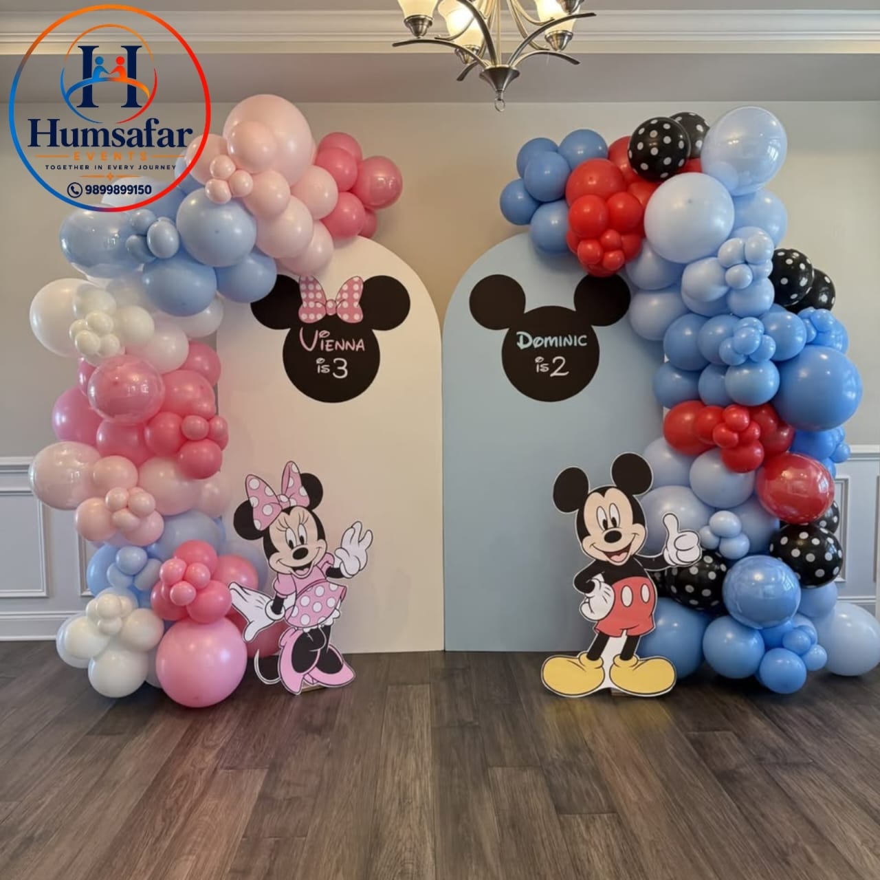 Minnie & Mickey Pastel Arch Sibling Celebration