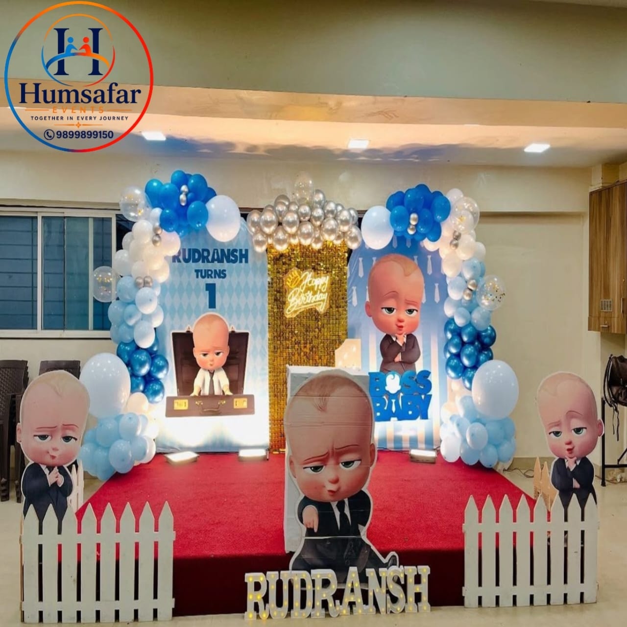 Boss Baby Grand Stage with Picket Fence & Marquee Name
