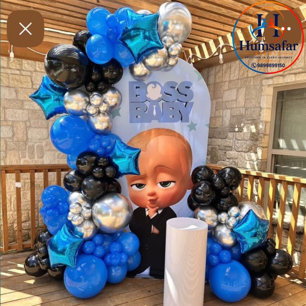 Outdoor Boss Baby Arch with Star Balloons