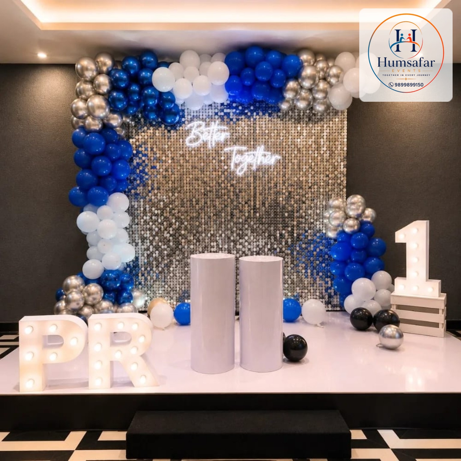 Blue & Silver Sequin Birthday Decoration