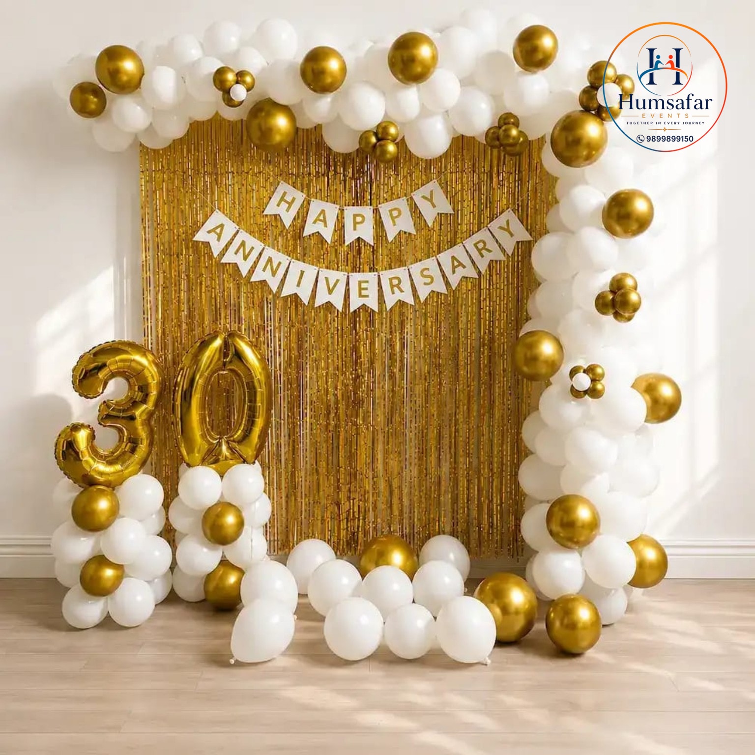 Gold & White 30th Anniversary Decoration